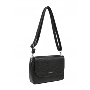 Czarna Ażurowa Torebka Listonoszka Damska LUIGISANTO Dopinany Pasek Modna - Torebki damskie Czarna Ażurowa Torebka Listonoszka Damska LUIGISANTO Dopinany Pasek Modna - Torebki damskie - miniaturka - grafika 1