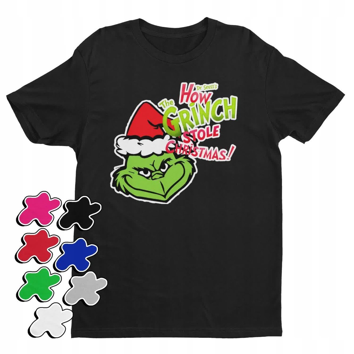 Koszulka T-Shirt Dziecięca Z Nadrukiem Grinch Święta Prezent -M 134-140
