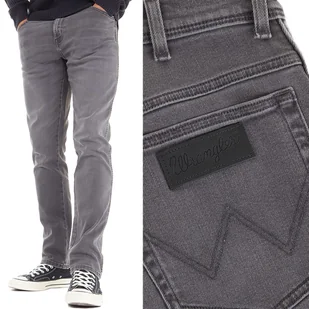 Wrangler TEXAS SLIM Vibra lekko dopasowane szare spodnie jeansowe W33 L34 - Spodnie męskie - miniaturka - grafika 1
