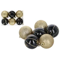 Bombki - Bombki plastikowe 6 cm złoty / czarny 6 sztuk - miniaturka - grafika 1