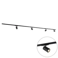 Lampy sufitowe - QAZQA Nowoczesny system szynowy czarny z 4 punktami 3-fazowymi - Linijka - miniaturka - grafika 1