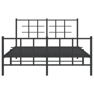 Metalowa rama łóżka z wezgłowiem i zanóżkiem, czarna, 140x190cm Lumarko! - Inne meble do sypialni - miniaturka - grafika 6