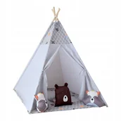 Namioty i tipi dla dzieci - 4iQ Szary Namiot Tipi Dla Dzieci Lisek + Poduszki - miniaturka - grafika 1