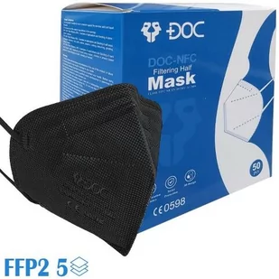 Maska FFP2 5-Warstwowa, BFE >95%, 2 Filtry, Certyfikat CE, Czarne - Maseczki ochronne i antywirusowe - miniaturka - grafika 1