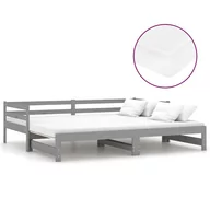 Łóżka - Łóżko wysuwane, szare, lite drewno sosnowe, VidaXL, 2x90x200 cm - miniaturka - grafika 1