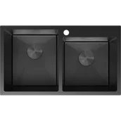 Zlewozmywaki - Mexen Xorin zlewozmywak stalowy 2-komorowy 780 x 450 mm, czarny HC - 6441782000-70HC - miniaturka - grafika 1