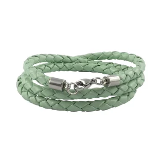 König Design skórzany naszyjnik skórzany pasek skórzana bransoletka 3 mm męski naszyjnik 17 cm - 100 cm pleciony, długość: 18 centymetrów, kolor: miętowy zielony - Naszyjniki męskie - miniaturka - grafika 1