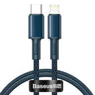 Kable USB - Baseus High Density Braided USB-C do Lightning, 20W, 5A, PD, 2m niebieski - miniaturka - grafika 1