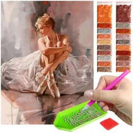 Malowanie po numerach - Haft Diamentowy ARTULIO, Obraz DIY 5D, Diamond Painting, Mozaika diamentowa 30x40cm (Odpoczywająca baletnica) + zestaw akcesoriów - miniaturka - grafika 1