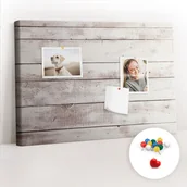 Tablice i flipcharty - Szkolna Tablica korkowa 60x40 cm, Kolorowe Pinezki, wzór Wzór deski drewna - miniaturka - grafika 1