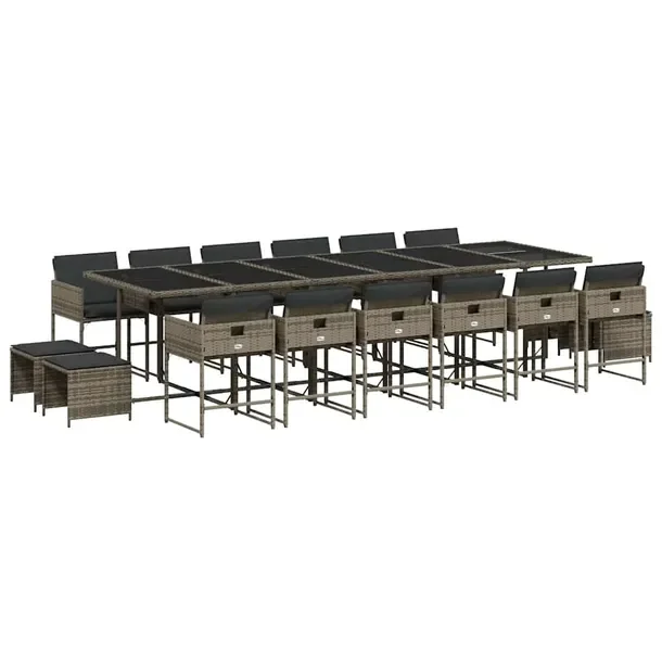 Zestaw Mebli Ogrodowych z Rattanu PE, Stół 330x106x73 cm, Krzesła 50,5x5