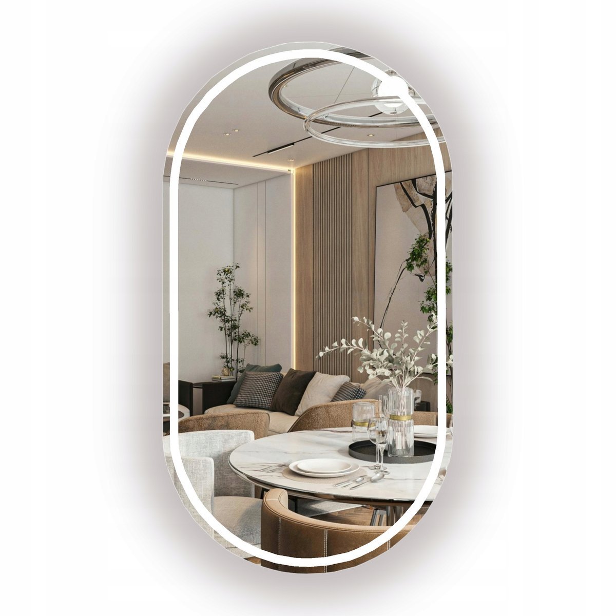 LUSTRO OWALNE ŁAZIENKOWE LED 100x35 CM - BEZ RAMY SZLIFOWANE