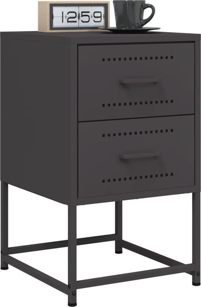 vidaXL Szafki nocne, czarne, 36x39x60,5 cm, stal