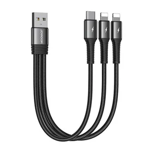 Joyroom Kabel USB S-01530G10 3w1 USB-C / 2x Lightning 3.5A 0,15m czarny - Kable USB - miniaturka - grafika 1
