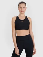 Bielizna sportowa damska - 4F Biustonosz treningowy ze średnim wsparciem damski - czarny L - miniaturka - grafika 1