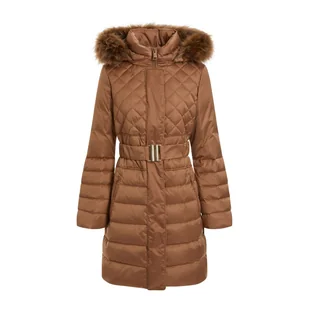 Damski Płaszcz pikowany zimowy GUESS LOLIE DOWN JACKET W2BL61WEX52-F1AZ – Beżowy - Płaszcze damskie - miniaturka - grafika 1