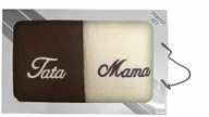 Ręczniki - Komplet ręczników w pudełku 2 szt 50x100 Mama Tata kremowy brązowy - miniaturka - grafika 1