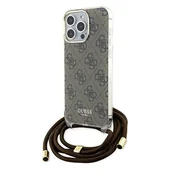Szkła hartowane na telefon - Guess GUHCP15XHC4SEW iPhone 15 Pro Max 6.7" brązowy/brown hardcase Crossbody Cord 4G Print - miniaturka - grafika 1