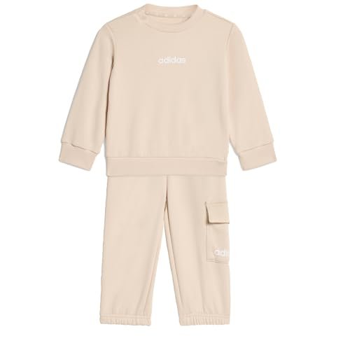 adidas uniseks-baby ESSENTIALS LINEAR LOGO JOGGER, Crystal Linen/white, 9-12 Months