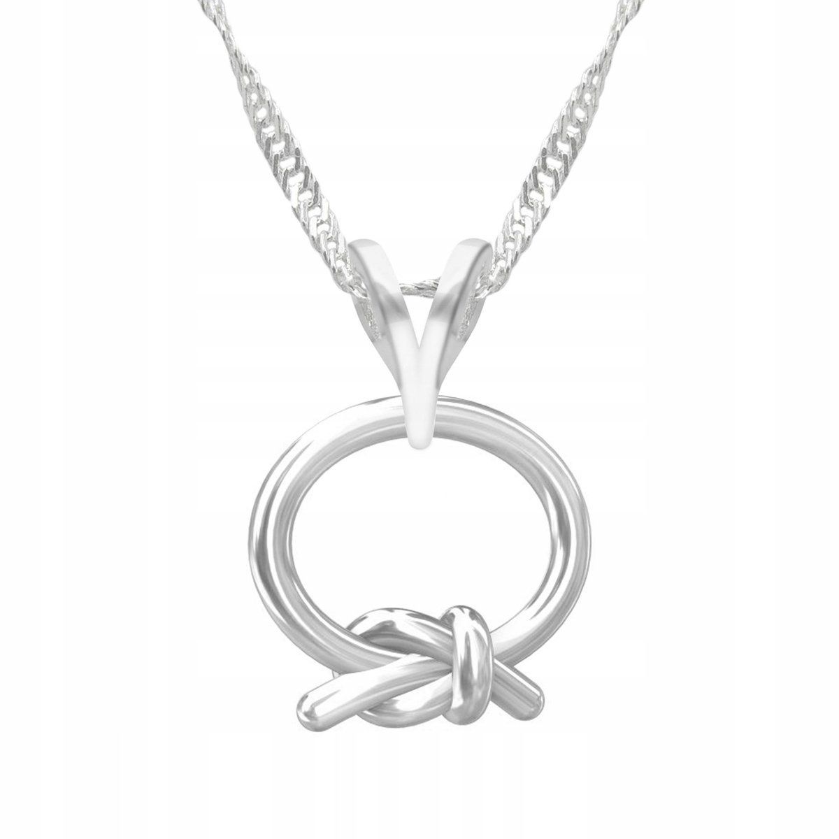 Naszyjnik Srebrny Sznurek Pętelka Kółko Okrąg Symbol Love Pętla SREBRO 925