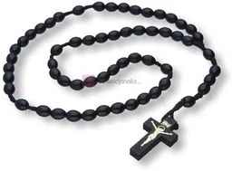 Różaniec drewniany na sznurku - czarne drewno - Różańce - miniaturka - grafika 1
