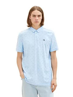 Koszulki męskie - TOM TAILOR Denimowa męska koszulka polo z nadrukiem na całej powierzchni wykonana z bawełny, 32485-niebieski wielokolorowy mini nadruk, L - grafika 1