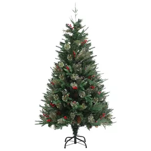 vidaXL Choinka z szyszkami zielona 150 cm PVC i PE 340526 - Choinki - miniaturka - grafika 1