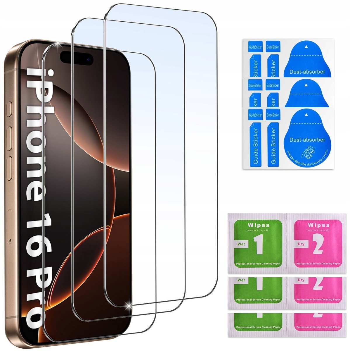 3x SZKŁO HARTOWANE 9H do iPhone 16 Pro SZYBKA