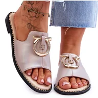 Klapki i japonki damskie - Klapki Skórzane Comfort Shoes S.Barski KV-2775-32 Nude beżowy - miniaturka - grafika 1