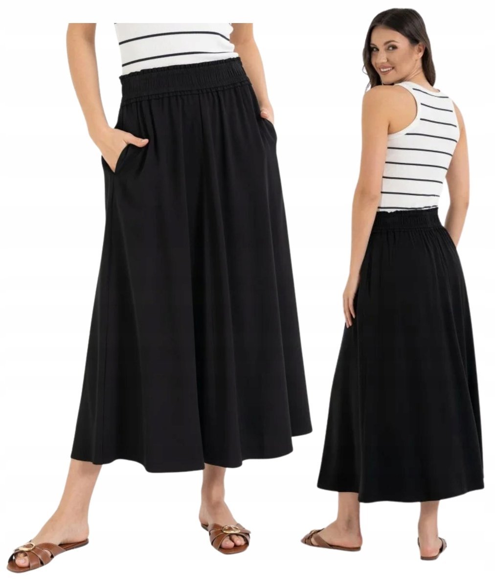 Damska Spódnica Maxi Wiskozowa Luźna Przewiewna Klasyczna CZARNA MORAJ XL