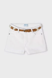 Spodnie i spodenki dla dziewczynek - Mayoral szorty dziecięce kolor biały gładkie - grafika 1