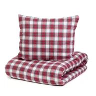 Pościel - Pościel NILSA flanelowa czerwona w kratę 160x200 cm + 2 x 50x60 cm HOMLA - miniaturka - grafika 1