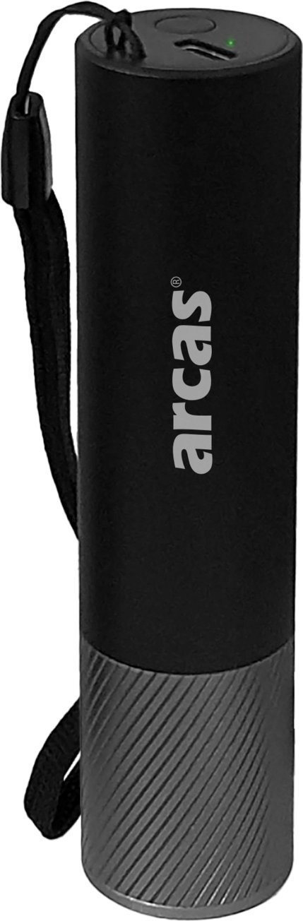 ARCAS Handheld flashlight 3W, rechargeable USB-C, black