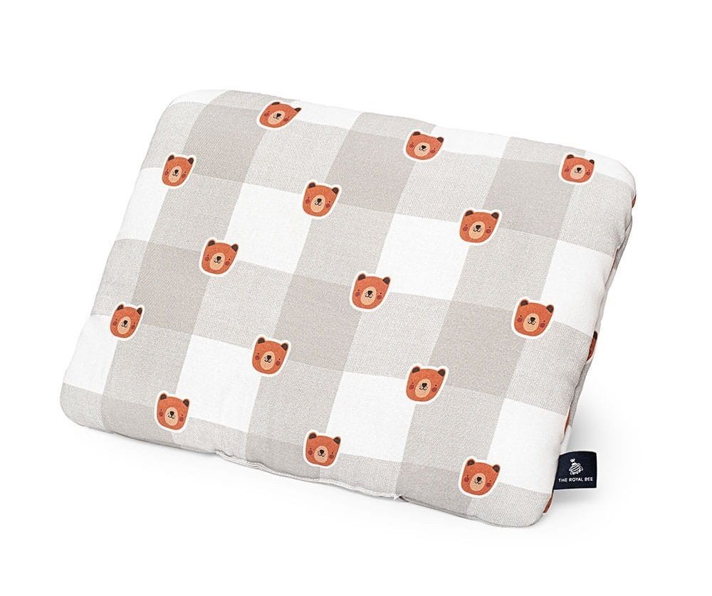 Ekologiczna Płaska Poduszka Bambusowa dla Dzieci z AZS – Limitowana Edycja, Termoregulacja i Delikatność dla Wrażliwej Skóry - Miś