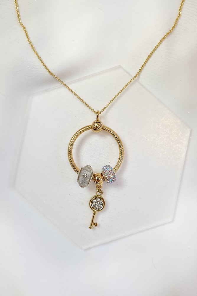 Naszyjnik Kółko Charms Złoty Kluczyk