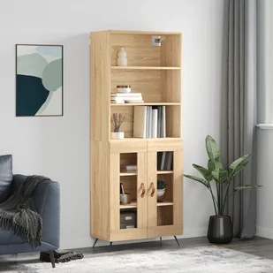 vidaXL Witrynka, dąb sonoma, 69,5x34x180 cm, materiał drewnopochodny - Witryny - miniaturka - grafika 1