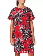 Koszulki i topy damskie - Love Moschino Damska koszulka z szerokimi krótkimi rękawami w kropki. Z rozciągliwej bawełny, polaru, nadruk na całej powierzchni z różami i logo. Sukienka na co dzień, F.red/Rosa Nera, 40 - miniaturka - grafika 1