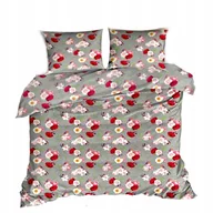Pościel - pościel z bawełny płaskiej 140x200 + 1 poszewka B 77-3 ptaszak szary - miniaturka - grafika 1