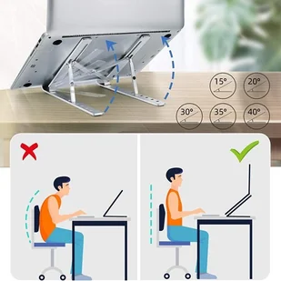 Podstawa pod notebook, z regulacją kąta, srebrny, aluminium, 10 Kg nośność, SWISSTEN - Akcesoria do monitorów - miniaturka - grafika 6