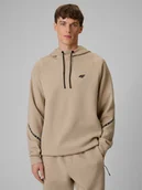 Bluzy męskie - 4F Bluza dresowa regular z kapturem męska - beżowa XXL - miniaturka - grafika 1