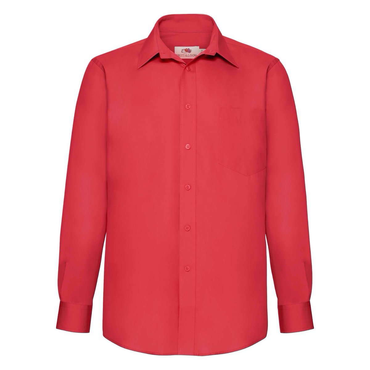 Koszula męska z popeliny z długim rękawem Fruit of the Loom - Czerwony 3XL
