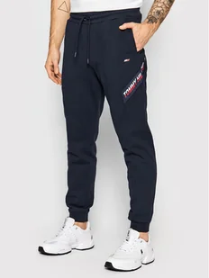 Tommy Hilfiger Spodnie dresowe Tape MW0MW25073 Granatowy Regular Fit - Spodnie sportowe męskie - miniaturka - grafika 1