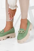 Mokasyny damskie - Zielone mokasyny Maciejka na platformie z łańcuchem POLSKA SKÓRA 2850J-09-00-1-39 - miniaturka - grafika 1