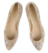 Baleriny - Baleriny Skórzane beżowy w kwiatki (4919) - miniaturka - grafika 1