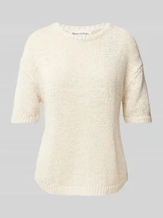 Sweter z dzianiny o luźnym kroju z krótkim rękawem - Swetry damskie - miniaturka - grafika 1