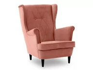 Fotele - Fotel uszak, styl skandynawski, Crem, 81x85x102 cm, różowy - miniaturka - grafika 1