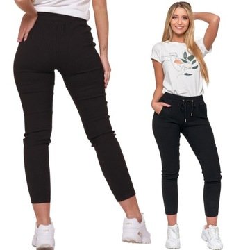 Spodnie Joggery Damskie Elastyczne z Wiązaniem Modne Moraj L/XL