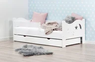 Łóżka dla dzieci i młodzieży - Lelu Design Łóżko 160x80cm Mr Moth pojedyncze z szufladą kolor biały - miniaturka - grafika 1