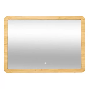 Lustro łazienkowe z oświetleniem LED, bambusowa rama, 47 x 66 cm - Lustra - miniaturka - grafika 1