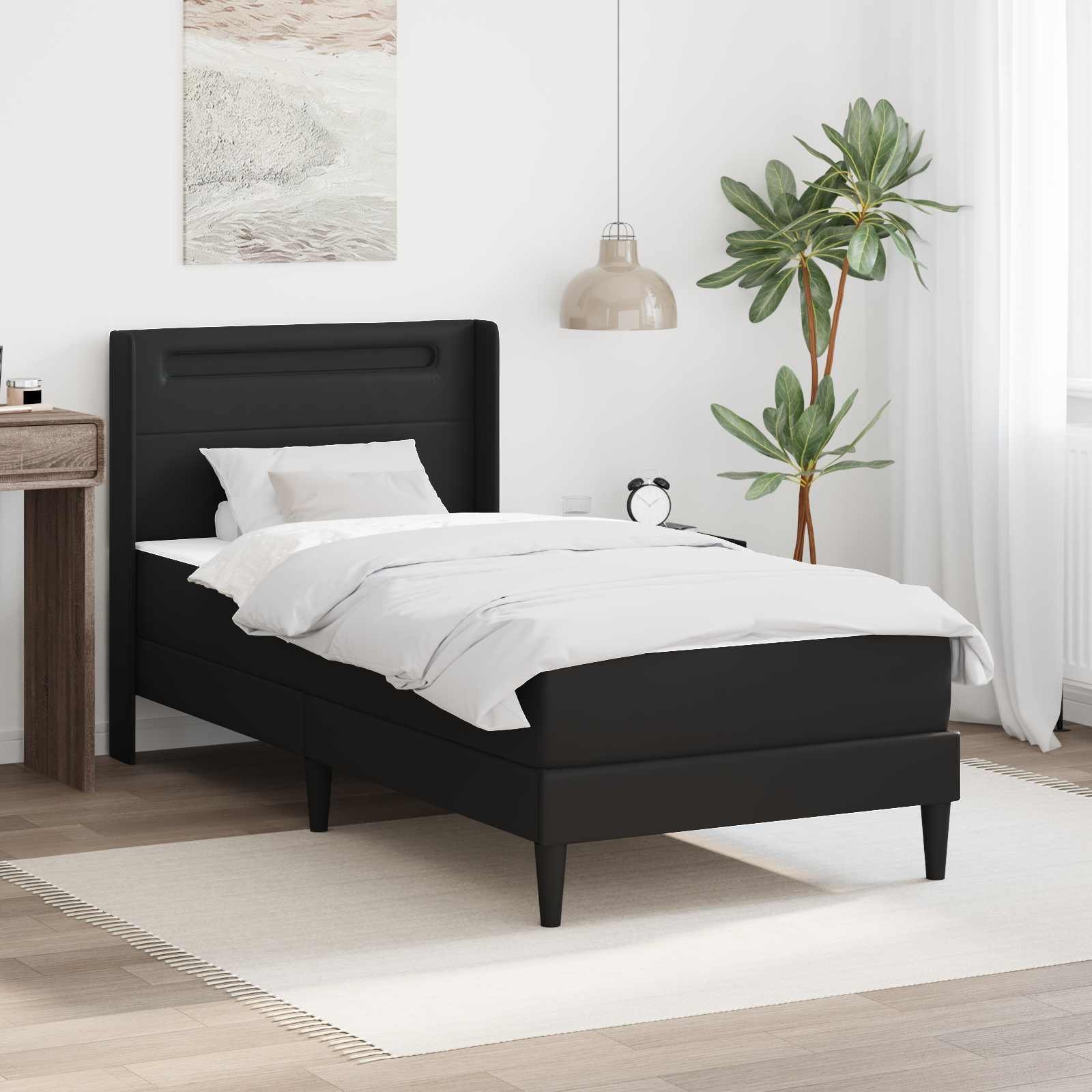vidaXL vidaXL Rama łóżka z materacem Czarny 90 x 190 cm Ekoskóra